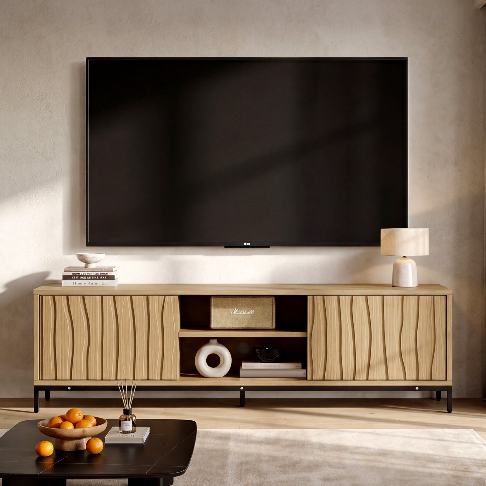 59” Tv Stand For 50/55/65 Inch Tv Entertainment Center With Storage Cabinet Modern Tv Console For Living Room And Bedroom