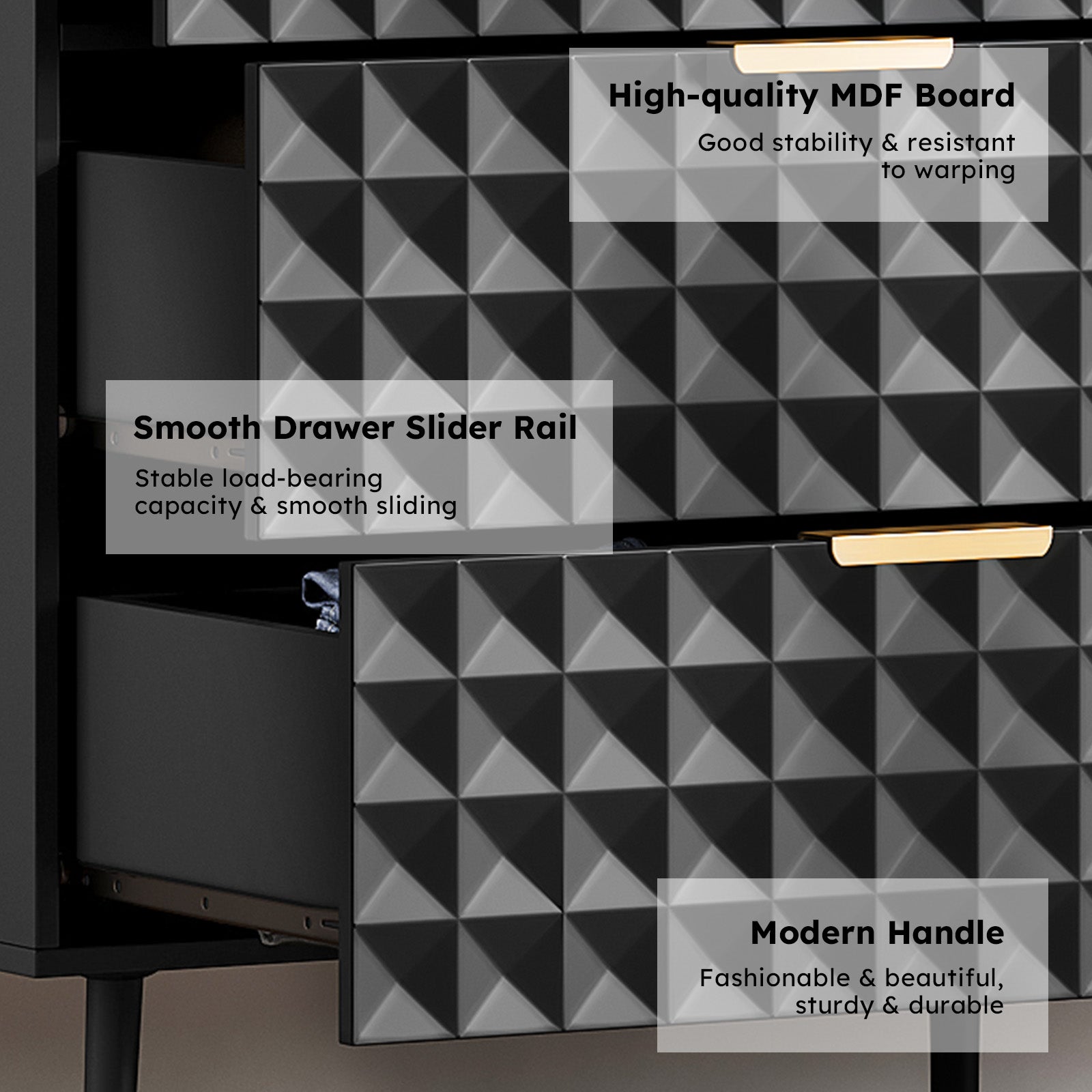 52.4” W 6-drawer Dresser, Chest Of Drawers With Metal Handles, Modern Tall Dresser With Soft Closing Drawers And Anti-tip Kit, Storage Cabinet For Bedroom, Living Room And Entryway