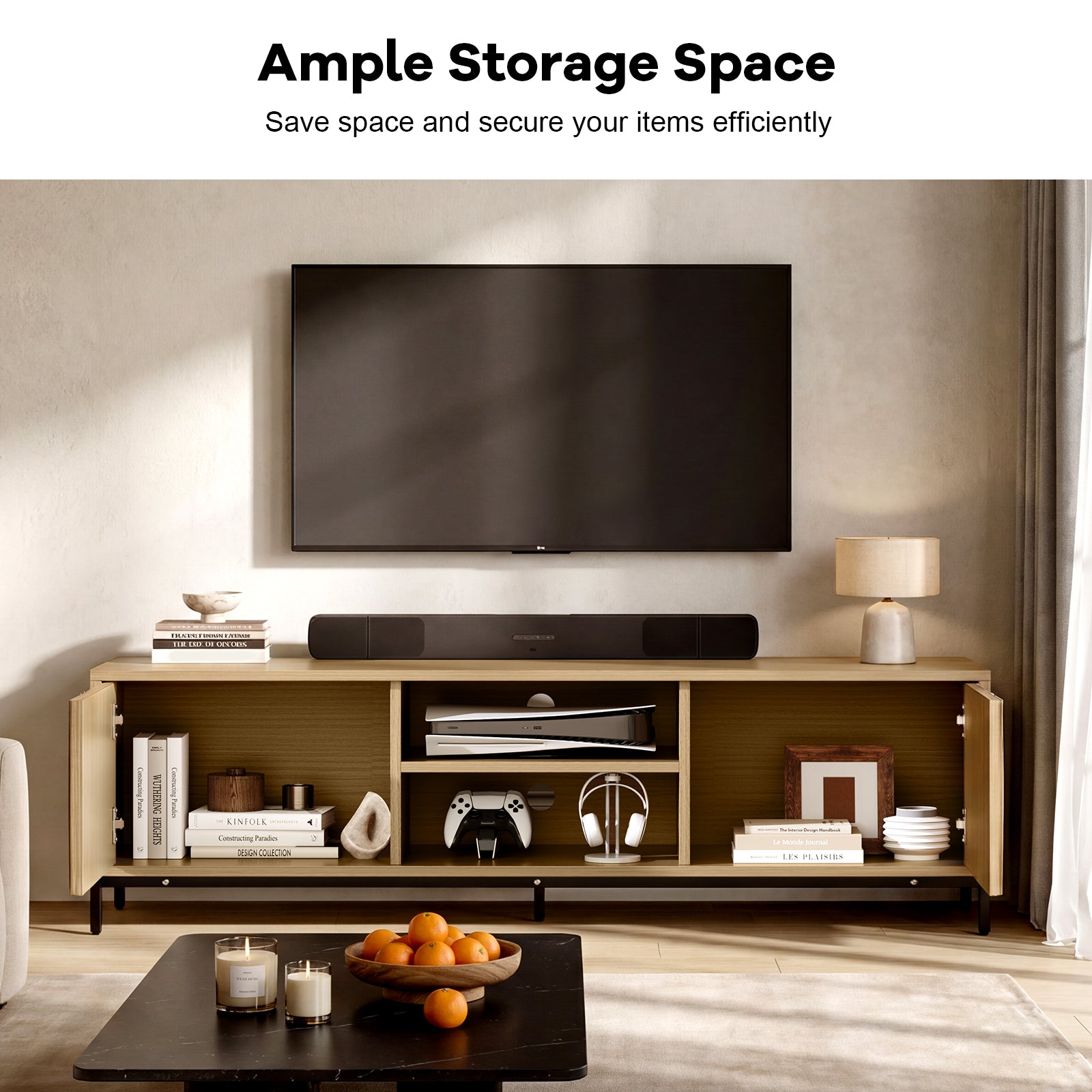 59” Tv Stand For 50/55/65 Inch Tv Entertainment Center With Storage Cabinet Modern Tv Console For Living Room And Bedroom